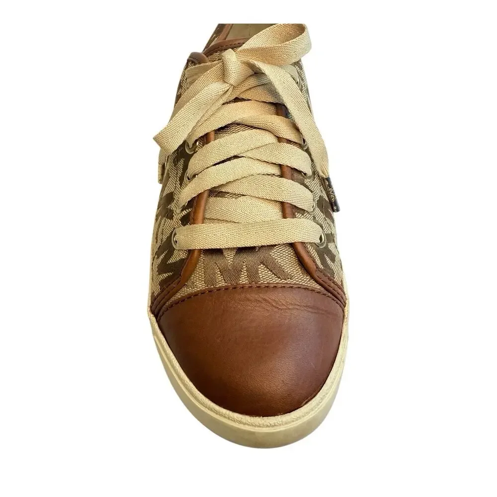 Michael Kors City Tan Brown Mk Signature Monogram Sneaker Shoe Women’s Size 10